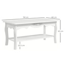 HOMCOM White Coffee Table Wood with Storage Shelf 94x44cm - Photo 3
