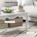 HOMCOM White Coffee Table Wood with Storage Shelf 94x44cm - Photo 6