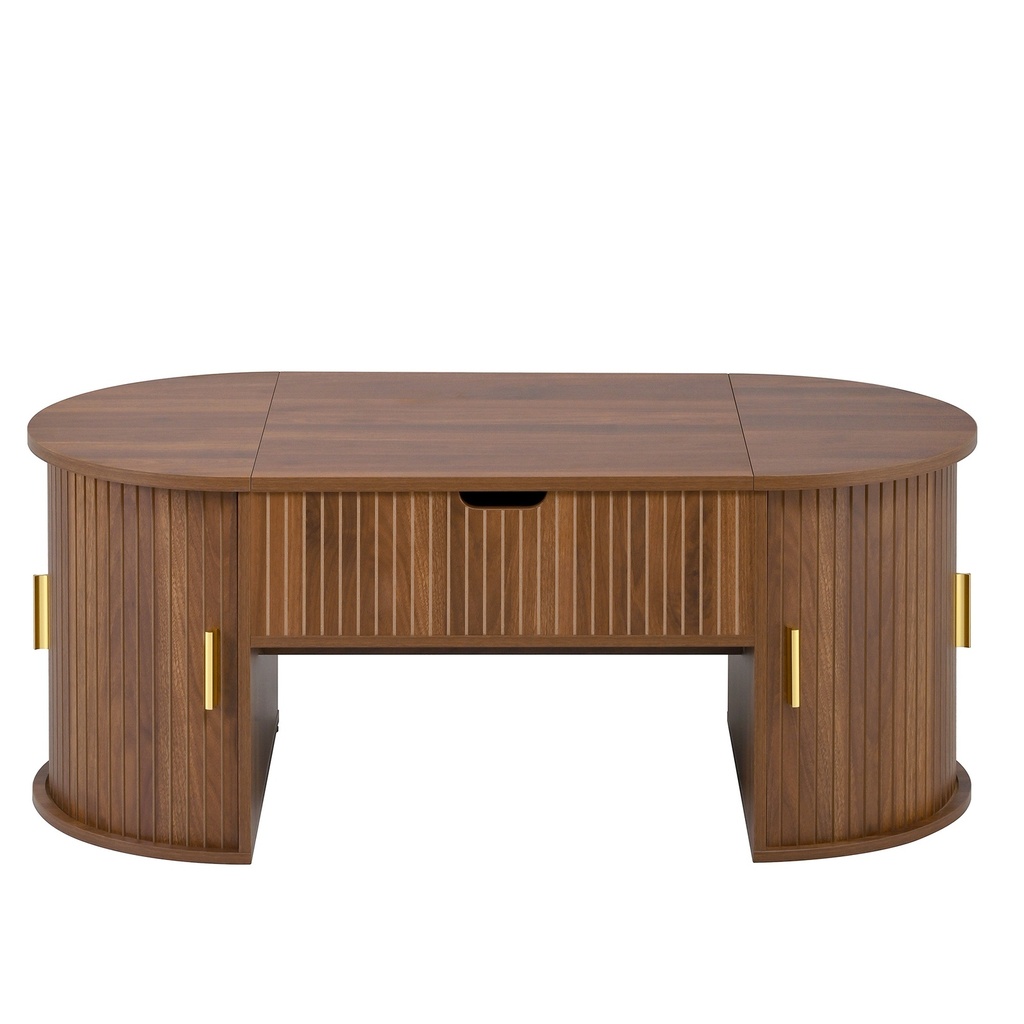 Modern Height-Adjustable Coffee Table with Lift-Top Design, 100L x 50W x 40.5H cm, Walnut - Photo 2