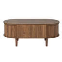 Vintage-Style Oval Coffee Table with Lift-Top and Storage, 100L x 48W x 53.5H cm, Walnut - Photo 2