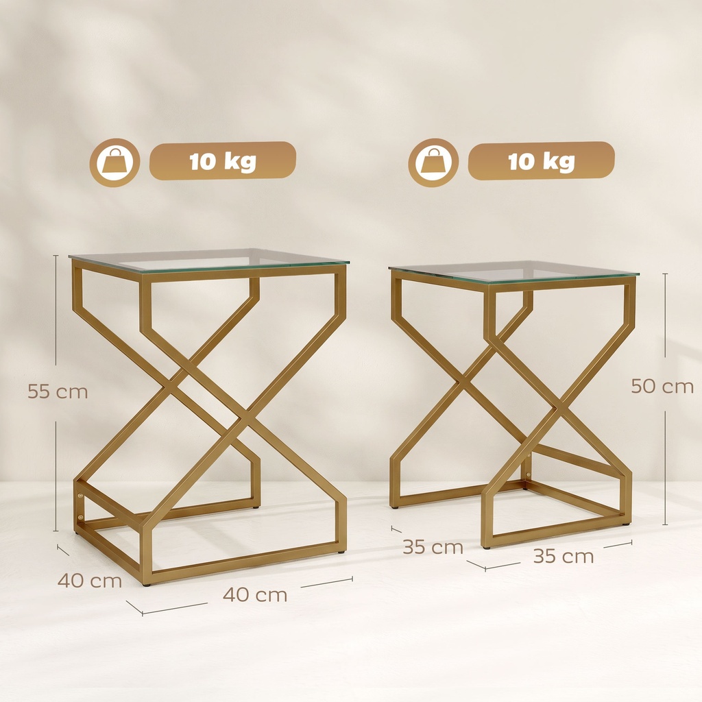 HOMCOM Nest of Tables Set 2 Tempered Glass Top Transparent - Photo 3