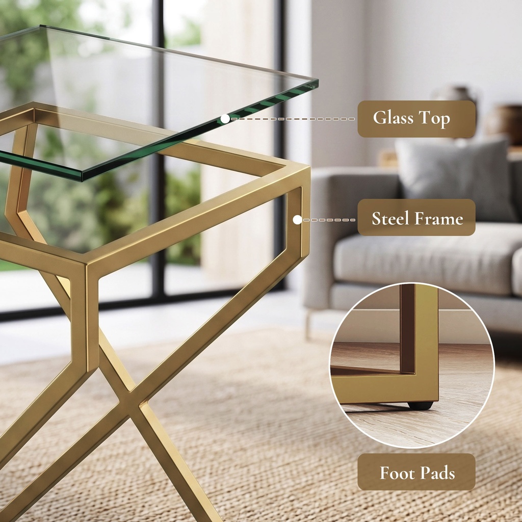 HOMCOM Nest of Tables Set 2 Tempered Glass Top Transparent - Photo 6