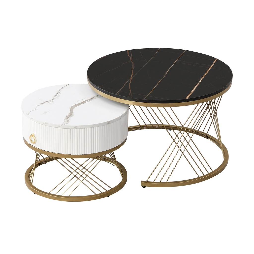 Elegant Nesting Coffee Table Set, Black - Photo 2