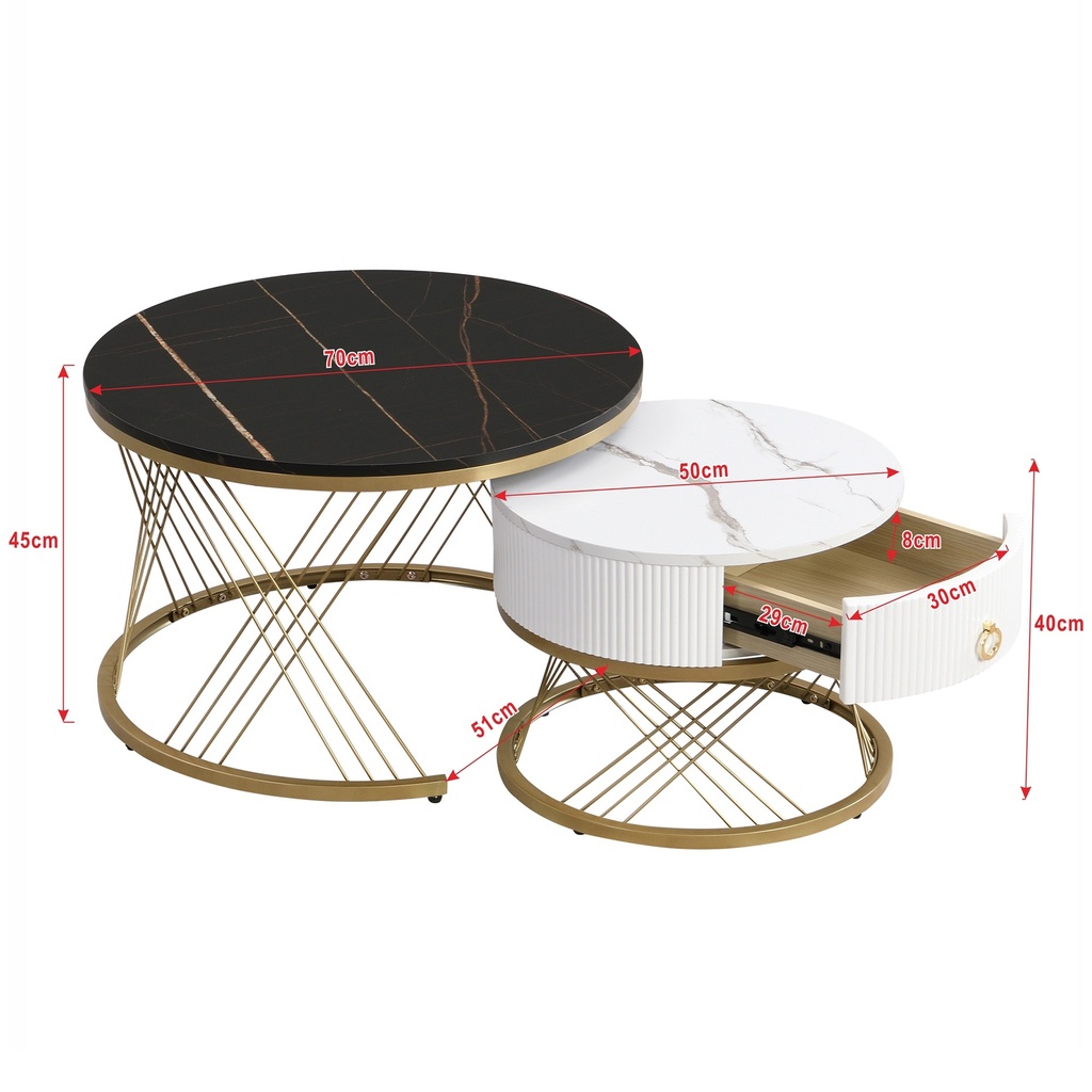 Elegant Nesting Coffee Table Set, Black - Photo 3