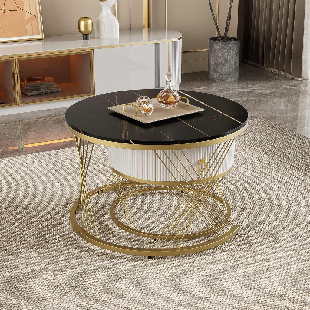 Elegant Nesting Coffee Table Set, Black - Photo 5