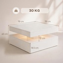 HOMCOM LED Coffee Table 2-Tier Storage High Gloss White - Photo 3