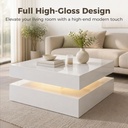 HOMCOM LED Coffee Table 2-Tier Storage High Gloss White - Photo 5