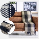 Comfy Check - Recycled Cotton Throw in Navy Blue - Image 3