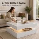 HOMCOM LED Coffee Table 2-Tier Storage High Gloss White - Photo 6