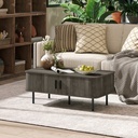 HOMCOM Coffee Table with Storage Grey Wood-Effect - Photo 2