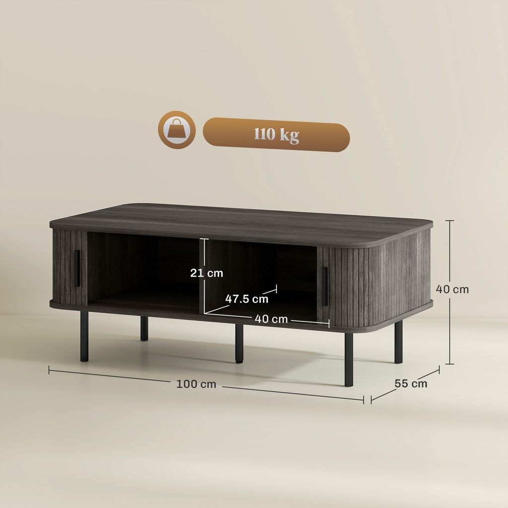 HOMCOM Coffee Table with Storage Grey Wood-Effect - Photo 3