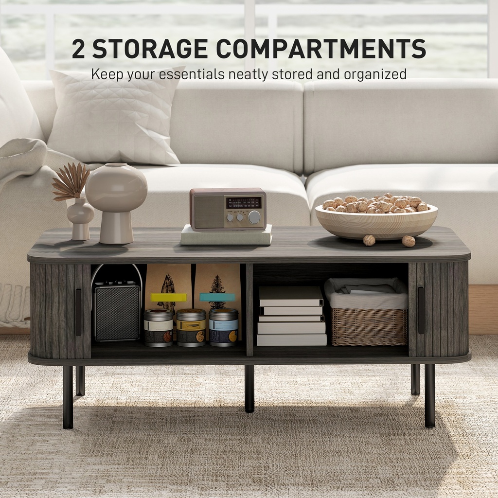 HOMCOM Coffee Table with Storage Grey Wood-Effect - Photo 6