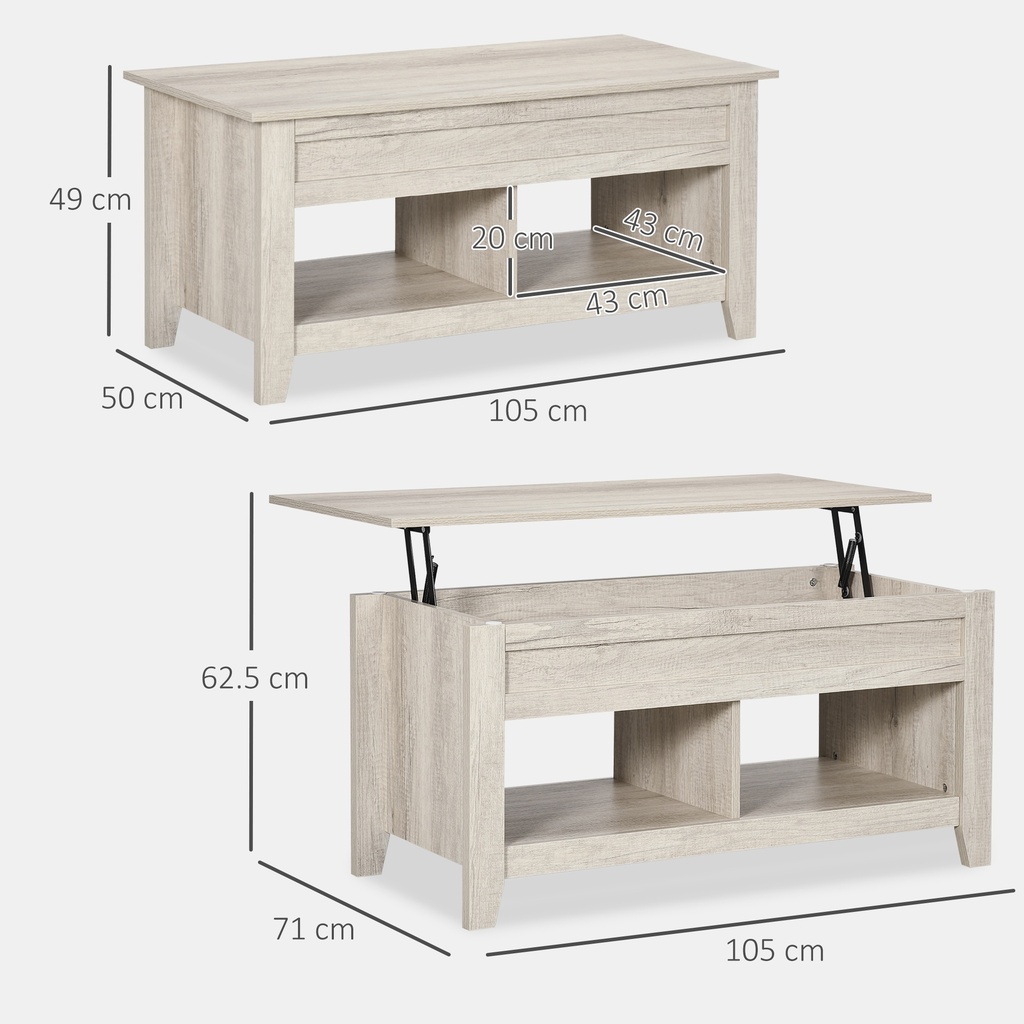 HOMCOM Lift Top Coffee Table Oak Effect with Storage - Photo 3