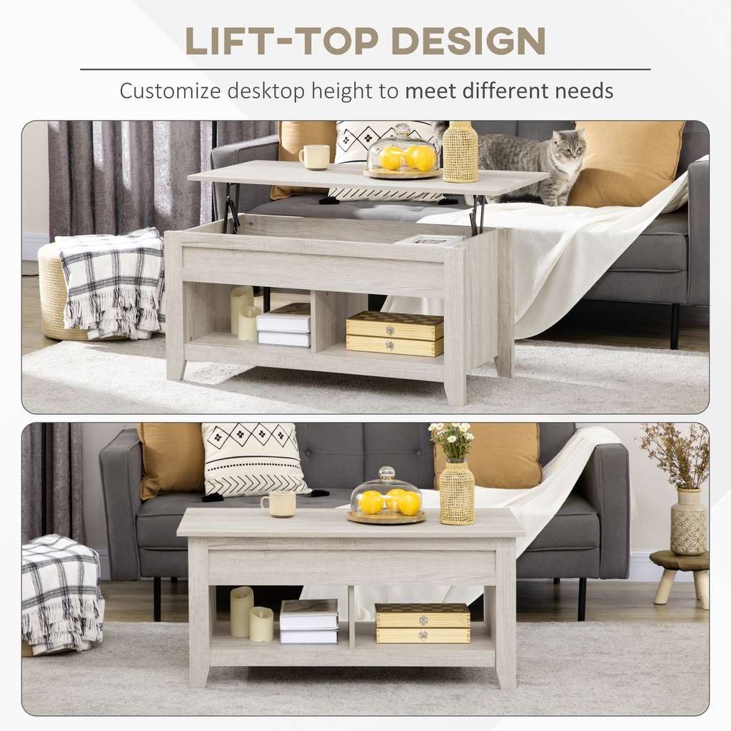HOMCOM Lift Top Coffee Table Oak Effect with Storage - Photo 4