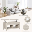 HOMCOM Lift Top Coffee Table Oak Effect with Storage - Photo 6