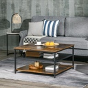 HOMCOM Coffee Table Rustic Brown 3-Tier Storage Shelves - Photo 2