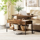 HOMCOM Lift-Top Coffee Table with Storage Rustic Brown - Photo 2