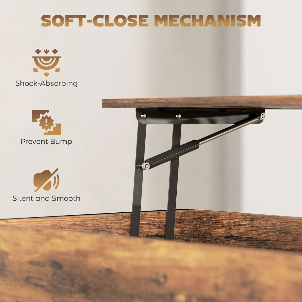 HOMCOM Lift-Top Coffee Table with Storage Rustic Brown - Photo 5