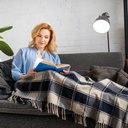 Comfy Check - Recycled Cotton Throw in Navy Blue - Image 5