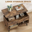 HOMCOM Lift Top Coffee Table Hidden Storage 75cm Rustic Brown - Photo 5