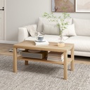 HOMCOM 2-Tier Coffee Table with Storage Natural Wood - Photo 2