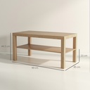HOMCOM 2-Tier Coffee Table with Storage Natural Wood - Photo 3