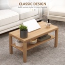 HOMCOM 2-Tier Coffee Table with Storage Natural Wood - Photo 4