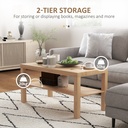 HOMCOM 2-Tier Coffee Table with Storage Natural Wood - Photo 5