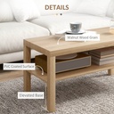 HOMCOM 2-Tier Coffee Table with Storage Natural Wood - Photo 6