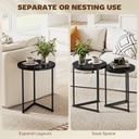 HOMCOM Marble-Effect Nesting Tables Set of 2 Black - Photo 5