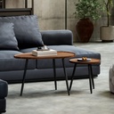 HOMCOM Nesting Coffee Table Set Metal Legs Chestnut Wood - Photo 2