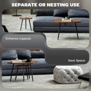 HOMCOM Nesting Coffee Table Set Metal Legs Chestnut Wood - Photo 4