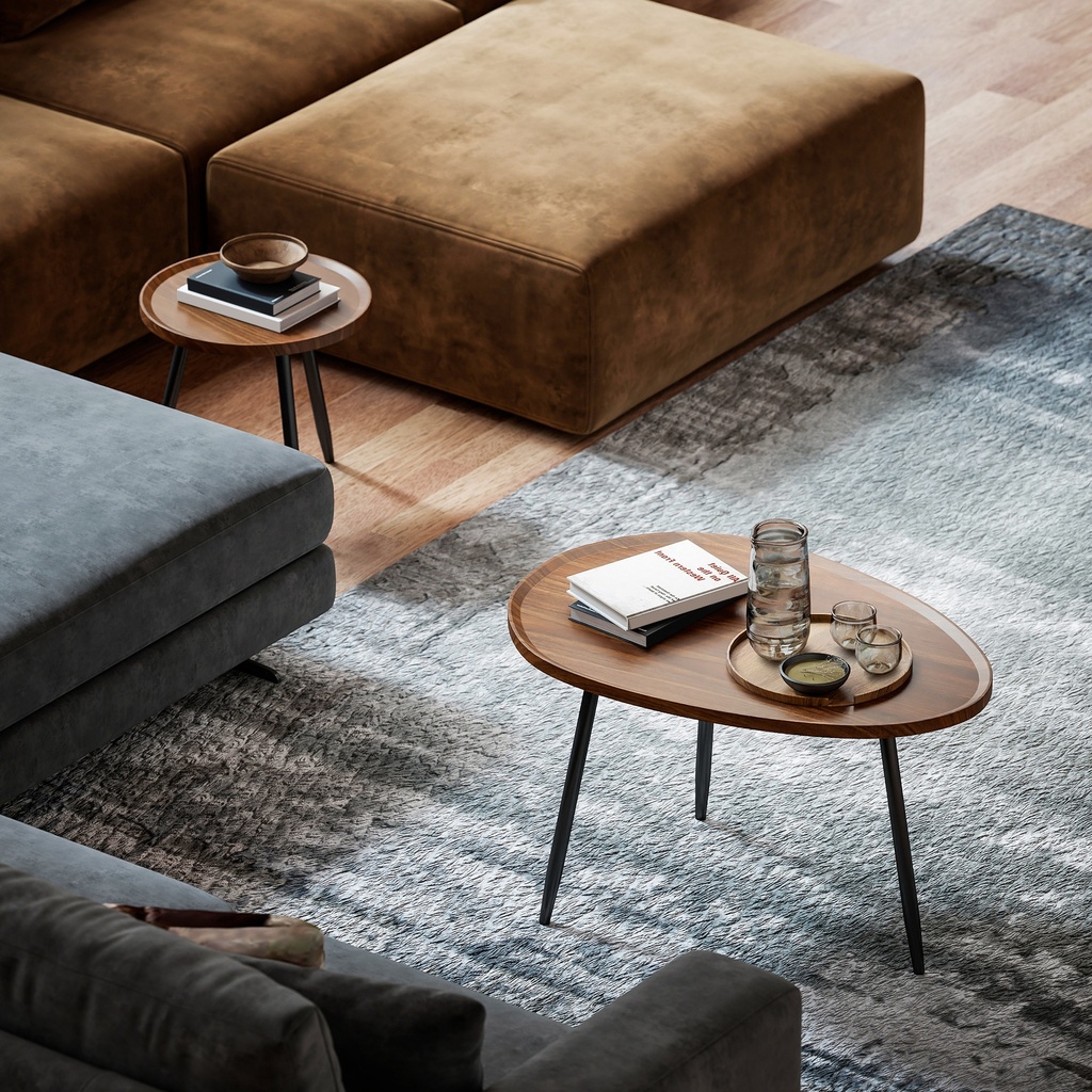 HOMCOM Nesting Coffee Table Set Metal Legs Chestnut Wood - Photo 6