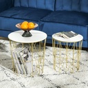 HOMCOM Set of 2 Round Nesting Tables Steel Frame White - Photo 2
