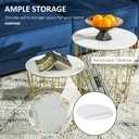 HOMCOM Set of 2 Round Nesting Tables Steel Frame White - Photo 4
