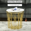 HOMCOM Set of 2 Round Nesting Tables Steel Frame White - Photo 5