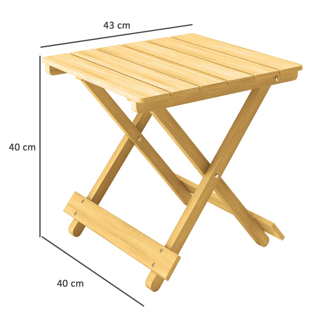 Folding Coffee Table 40W x 43D x 40H cm Natural wood finish - Photo 3