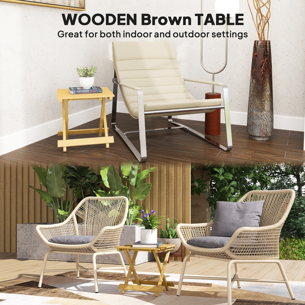 Folding Coffee Table 40W x 43D x 40H cm Natural wood finish - Photo 4