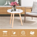 HOMCOM Floral Round Coffee Table Wood Legs Modern White - Photo 4