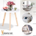 HOMCOM Floral Round Coffee Table Wood Legs Modern White - Photo 5