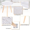 HOMCOM Floral Round Coffee Table Wood Legs Modern White - Photo 6
