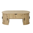 Modern Height-Adjustable Coffee Table with Storage and Sliding Doors, 100L x 50W x 40.5H cm, Wood - Photo 2