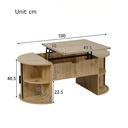 Modern Height-Adjustable Coffee Table with Storage and Sliding Doors, 100L x 50W x 40.5H cm, Wood - Photo 3