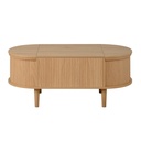 Oval Height-Adjustable Coffee Table with Flip-Top Storage, 100L x 48W x 53.5H cm, Walnut - Photo 2