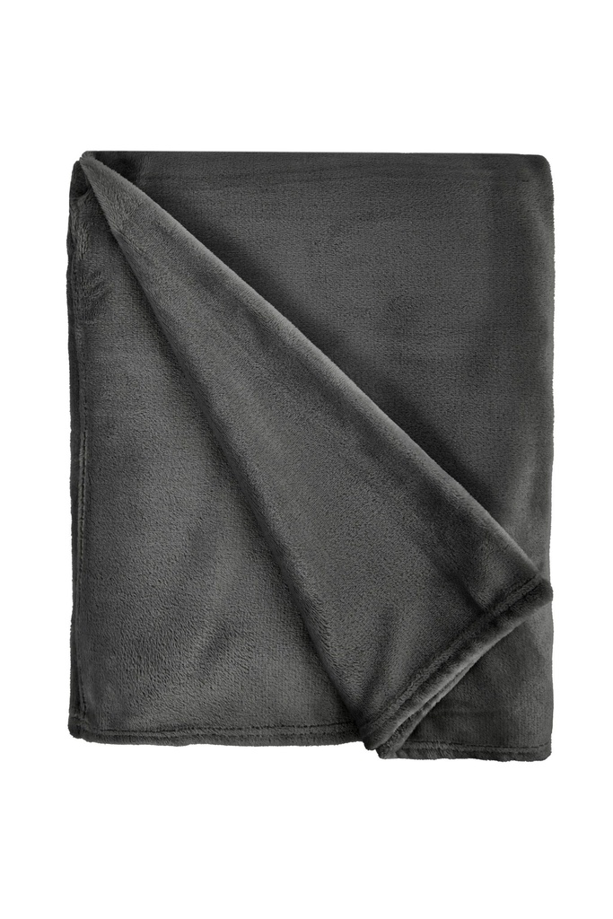 Plush Flannel Fleece Blanket - Super Soft Throw in Charcoal - Image 2