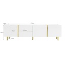 High-Gloss TV Cabinet with Gold Accents, Soft‑Close Doors, White - Photo 3