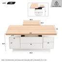 Lift-up Coffee Table with Hidden Storage and Dual Liftable Tops, 100L x 50W x 55.5H cm, White+Natural - Photo 3