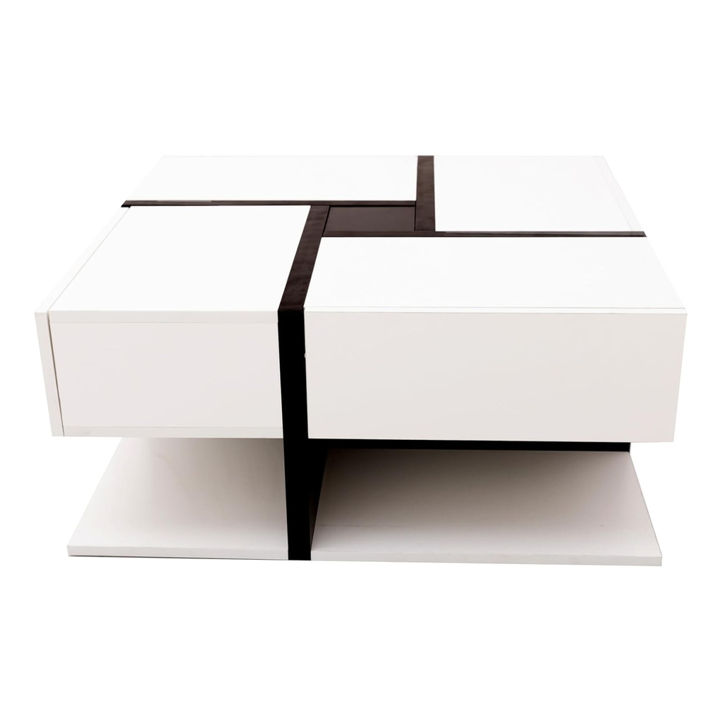 Square Coffee Table with 4 Drawers, White - Photo 2