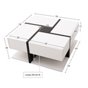 Square Coffee Table with 4 Drawers, White - Photo 3