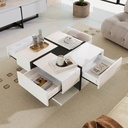Square Coffee Table with 4 Drawers, White - Photo 4